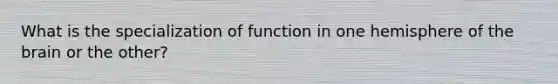 What is the specialization of function in one hemisphere of <a href='https://www.questionai.com/knowledge/kLMtJeqKp6-the-brain' class='anchor-knowledge'>the brain</a> or the other?