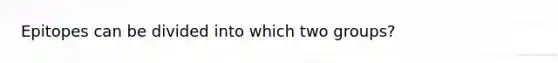 Epitopes can be divided into which two groups?