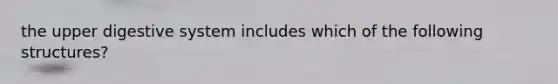 the upper digestive system includes which of the following structures?