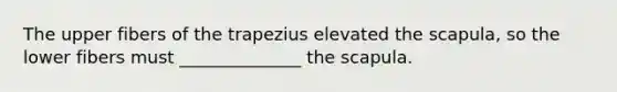 The upper fibers of the trapezius elevated the scapula, so the lower fibers must ______________ the scapula.