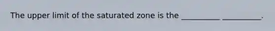 The upper limit of the saturated zone is the __________ __________.