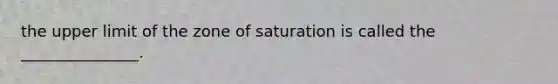 the upper limit of the zone of saturation is called the _______________.