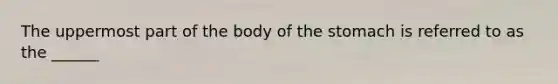 The uppermost part of the body of the stomach is referred to as the ______