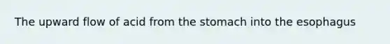 The upward flow of acid from the stomach into the esophagus