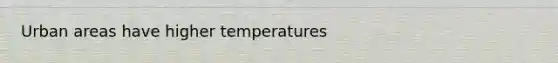 Urban areas have higher temperatures