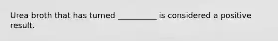 Urea broth that has turned __________ is considered a positive result.
