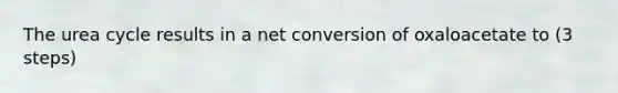 The urea cycle results in a net conversion of oxaloacetate to (3 steps)