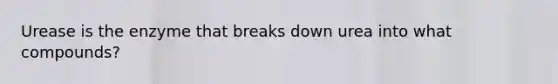 Urease is the enzyme that breaks down urea into what compounds?