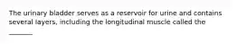 The urinary bladder serves as a reservoir for urine and contains several​ layers, including the longitudinal muscle called the​ _______