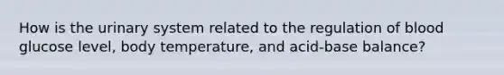 How is the urinary system related to the regulation of blood glucose level, body temperature, and acid-base balance?