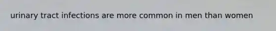 urinary tract infections are more common in men than women