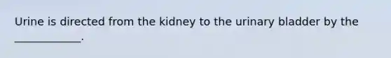 Urine is directed from the kidney to the urinary bladder by the ____________.