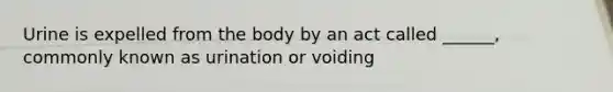 Urine is expelled from the body by an act called ______, commonly known as urination or voiding