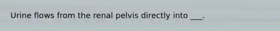 Urine flows from the renal pelvis directly into ___.