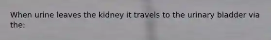 When urine leaves the kidney it travels to the urinary bladder via the: