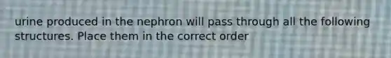 urine produced in the nephron will pass through all the following structures. Place them in the correct order