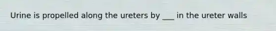 Urine is propelled along the ureters by ___ in the ureter walls