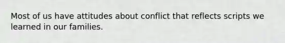 Most of us have attitudes about conflict that reflects scripts we learned in our families.