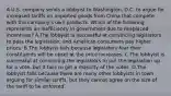 A U.S. company sends a lobbyist to Washington, D.C. to argue for increased tariffs on imported goods from China that compete with the company's own products. Which of the following represents an inefficiency in government due to misplaced incentives? A.The lobbyist is successful at convincing legislators to pass the legislation, and American consumers pay higher prices. B.The lobbyist fails because legislators fear their constituents will be upset at the price increases. C.The lobbyist is successful at convincing the legislators to put the legislation up for a vote, but it fails to get a majority of the votes. D.The lobbyist fails because there are many other lobbyists in town arguing for similar tariffs, but they cannot agree on the size of the tariff to be enforced.