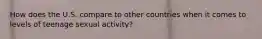 How does the U.S. compare to other countries when it comes to levels of teenage sexual activity?