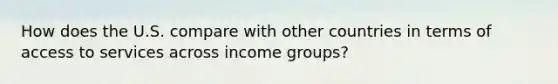 How does the U.S. compare with other countries in terms of access to services across income groups?