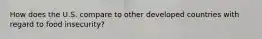 How does the U.S. compare to other developed countries with regard to food insecurity?