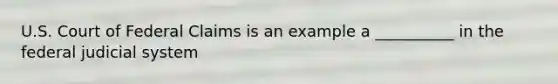 U.S. Court of Federal Claims is an example a __________ in the federal judicial system