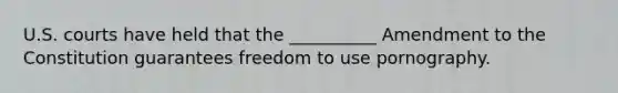 U.S. courts have held that the __________ Amendment to the Constitution guarantees freedom to use pornography.