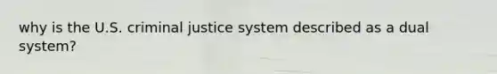 why is the U.S. criminal justice system described as a dual system?