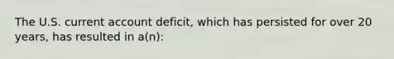 The U.S. current account deficit, which has persisted for over 20 years, has resulted in a(n):