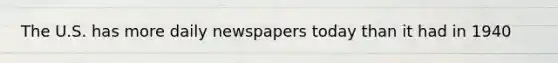 The U.S. has more daily newspapers today than it had in 1940