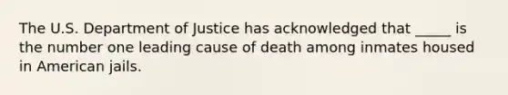 The U.S. Department of Justice has acknowledged that _____ is the number one leading cause of death among inmates housed in American jails.