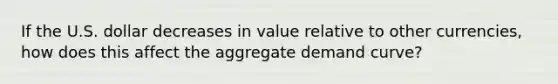 If the U.S. dollar decreases in value relative to other​ currencies, how does this affect the aggregate demand​ curve?