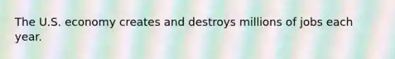 The U.S. economy creates and destroys millions of jobs each year.