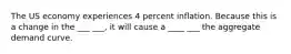 The US economy experiences 4 percent inflation. Because this is a change in the ___ ___, it will cause a ____ ___ the aggregate demand curve.