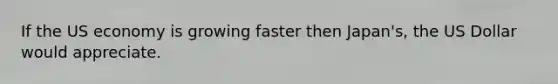 If the US economy is growing faster then Japan's, the US Dollar would appreciate.