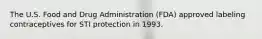 The U.S. Food and Drug Administration (FDA) approved labeling contraceptives for STI protection in 1993.