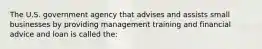 The U.S. government agency that advises and assists small businesses by providing management training and financial advice and loan is called the: