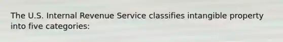 The U.S. Internal Revenue Service classifies intangible property into five categories: