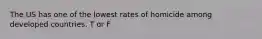 The US has one of the lowest rates of homicide among developed countries. T or F