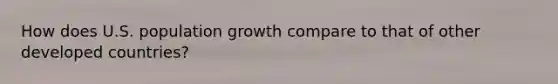 How does U.S. population growth compare to that of other developed countries?