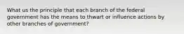 What us the principle that each branch of the federal government has the means to thwart or influence actions by other branches of government?