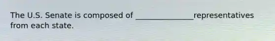 The U.S. Senate is composed of _______________representatives from each state.