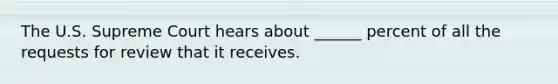 The U.S. Supreme Court hears about ______ percent of all the requests for review that it receives.‎