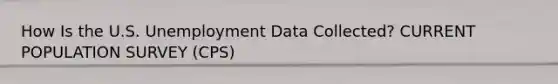 How Is the U.S. Unemployment Data Collected? CURRENT POPULATION SURVEY (CPS)