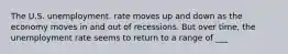 The U.S. unemployment. rate moves up and down as the economy moves in and out of recessions. But over time, the unemployment rate seems to return to a range of ___