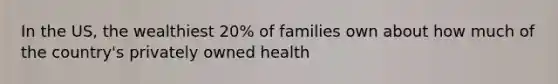 In the US, the wealthiest 20% of families own about how much of the country's privately owned health