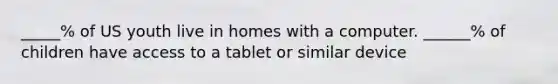 _____% of US youth live in homes with a computer. ______% of children have access to a tablet or similar device