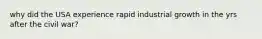 why did the USA experience rapid industrial growth in the yrs after the civil war?