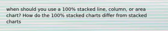 when should you use a 100% stacked line, column, or area chart? How do the 100% stacked charts differ from stacked charts